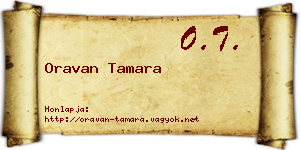 Oravan Tamara névjegykártya